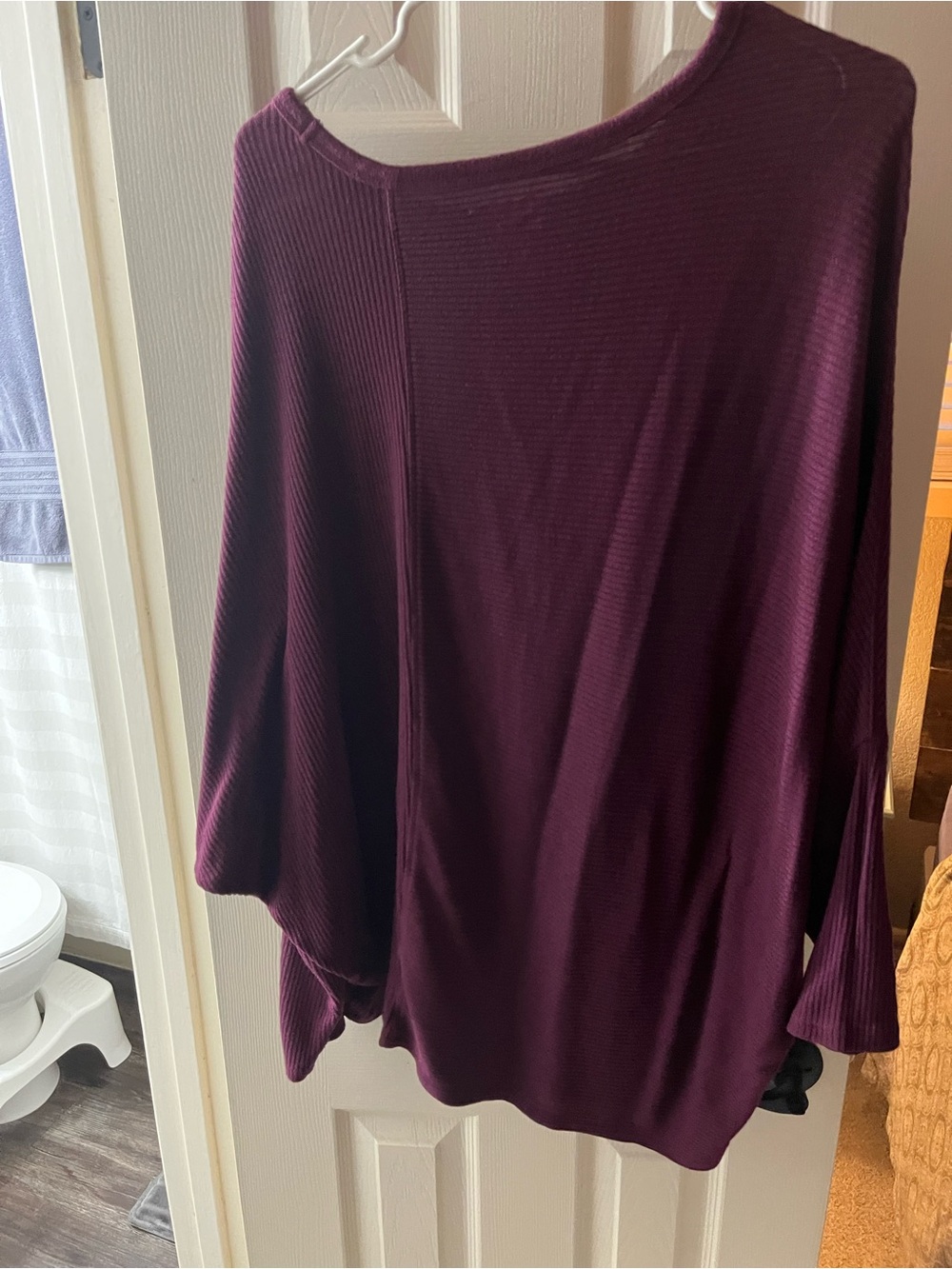 Ribbed Long Sleeve Top in Deep Plum